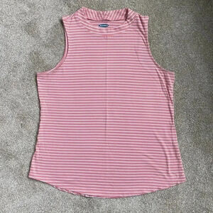 Old Navy Pink and White Striped Halter Sleeveless Tank Top Size S